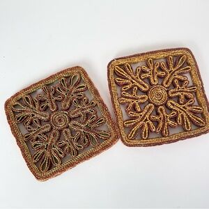 Vintage straw trivet hot pads